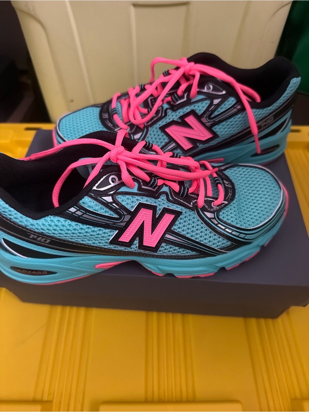 New Balance 740 Women’s Teal and Hot Pink Running Sneakers